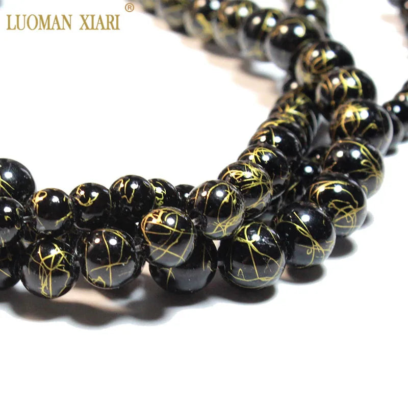 Großhandel Schwarz Onyx Achat Runde Naturstein Perlen Für Schmuck Machen DIY Armband Halskette Charms 4/6/8/10/12/mm Strang 15''