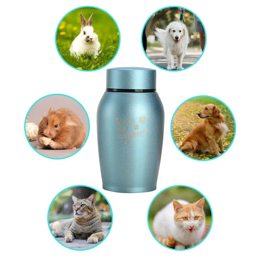 Haustier-Urne, Haustier-Pfotenabdruck, Edelstahl-Urne für Hunde, Katzen, Andenken, Ascheurne, Never Say Goodbye, Haustier-Pfotenabdruck, klein