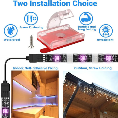 ABRM-100PCS Montageklemmen für LED-Lichtstreifen mit selbstklebendem Klebeband + Schraubenlichtklemmen für Innenlichtstreifen