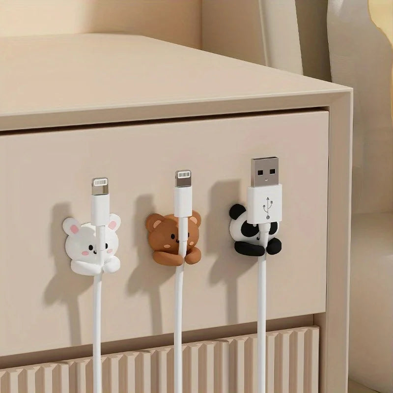 Nette Cartoon Tiere Kabel Clip Wickler Organizer Runde Ladegerät Kabel Clips Schreibtisch Ordentlich Management Draht Kleber Halter Klemme Büro