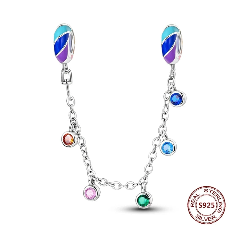 Sicherheitskette Libelle Schmetterling 925er Sterlingsilber Original Marienkäfer Kolibri Charm DIY Schmuckherstellung für Armband Armreif