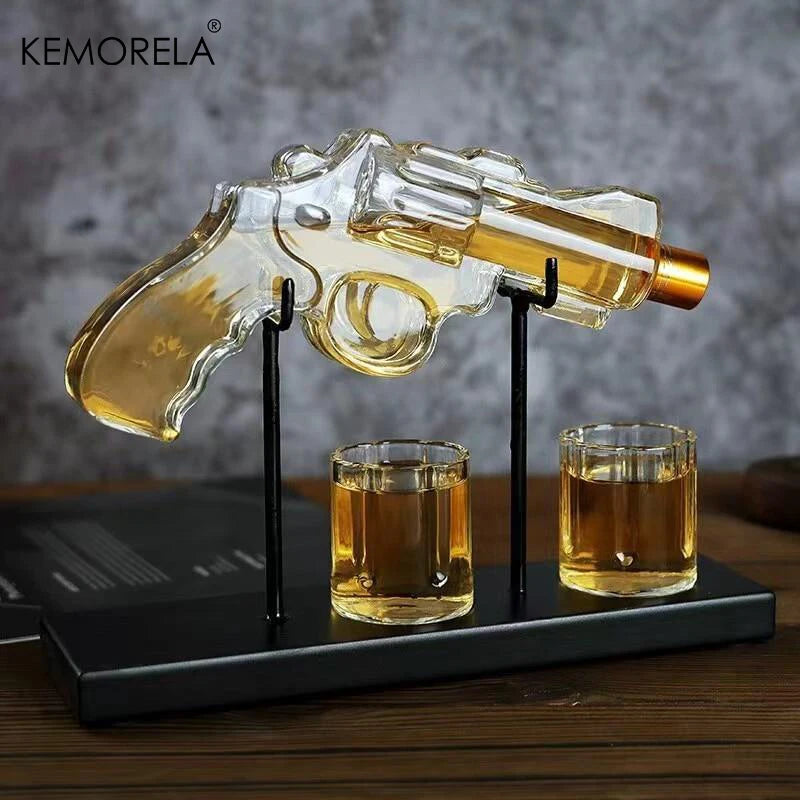 KEMORELA Revolver Glas Dekanter Whisky Glas Set Wein Spender Bar Trinkbehälter Glasflasche Exquisite Herrengeschenke