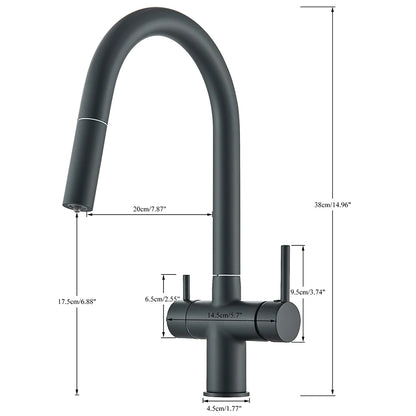Gefilterter Küchenspüle-Wasserhahn mit einziehbarem Sprühgerät, Messing-Wasserfilterhahn, Trinkwasserhahn, Waschbeckenmischer für die Küche