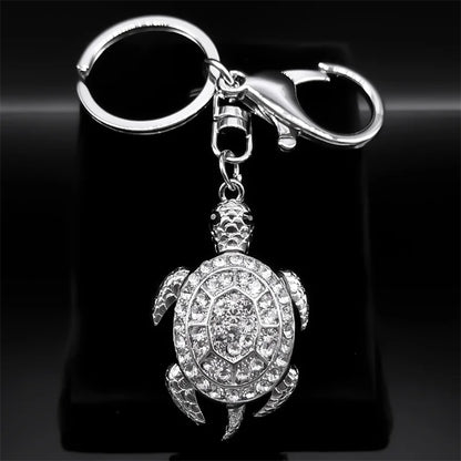 Exquisite bunte Kristall Schildkröte Schlüsselanhänger Halter für Frauen Männer Legierung Strass Tier Schlüsselanhänger Charme Schmuck Geschenke K5205S03