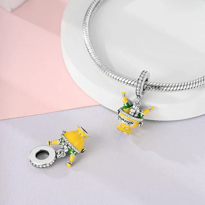 Charm-Anhänger aus 925er-Sterlingsilber, Vintage-Stil, blaues und weißes Porzellan, Teetasse, Perlen, passend für Original-Armbänder, Schmuck, Geschenk
