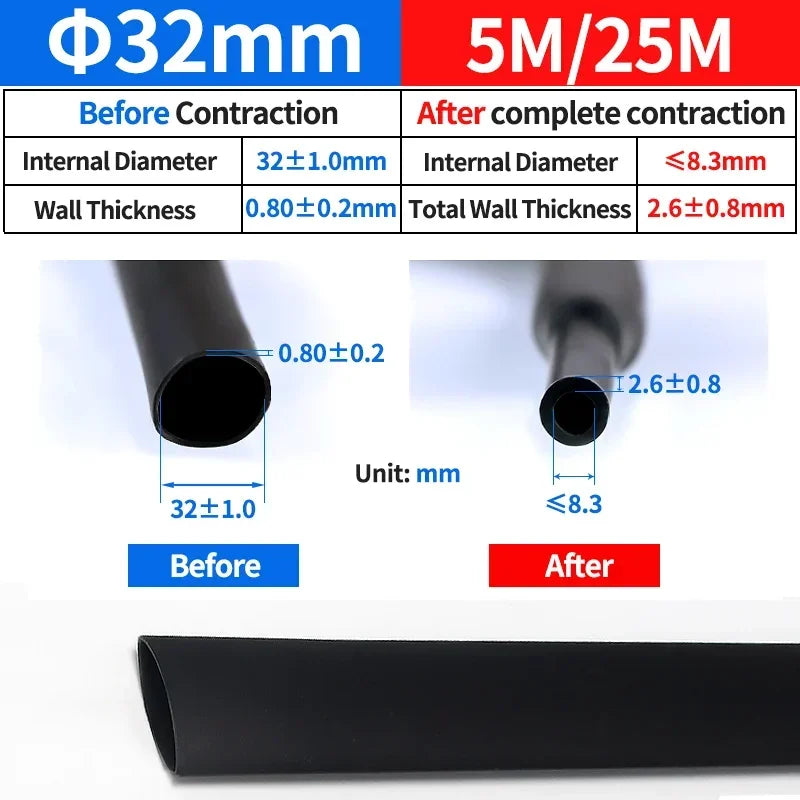 100 m/10m antike Schrumpf schlauch mit Kleber Poly olefin schrumpfen verschiedene Schrumpf schlauch Draht Kabels ch lauch 4mm-32mm