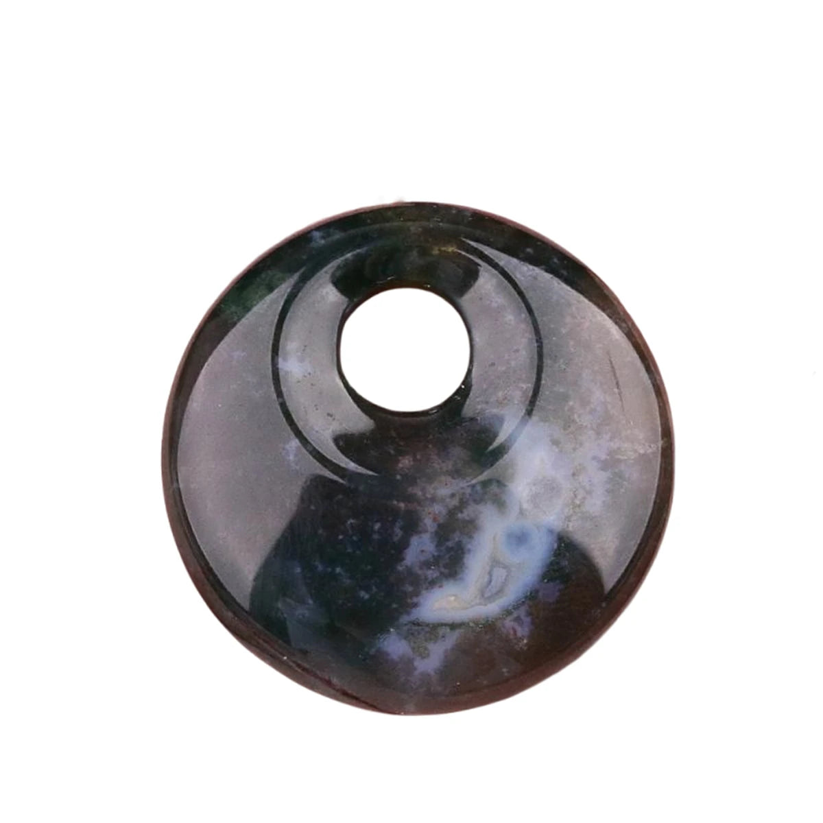 Natürliche 30 mm Donut-Edelstein-Charms für die Herstellung von Schmuck, 8 mm Loch, Polierkristall, runder Glücksmünzenschutz, Heilung