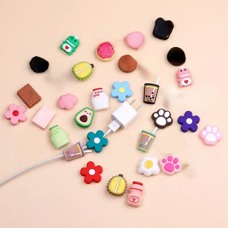 Cartoon Tier Kabel Protector USB Lade Nette Kabel Halter Schutzhülle Kopfhörer Kabel Dekor Abdeckung