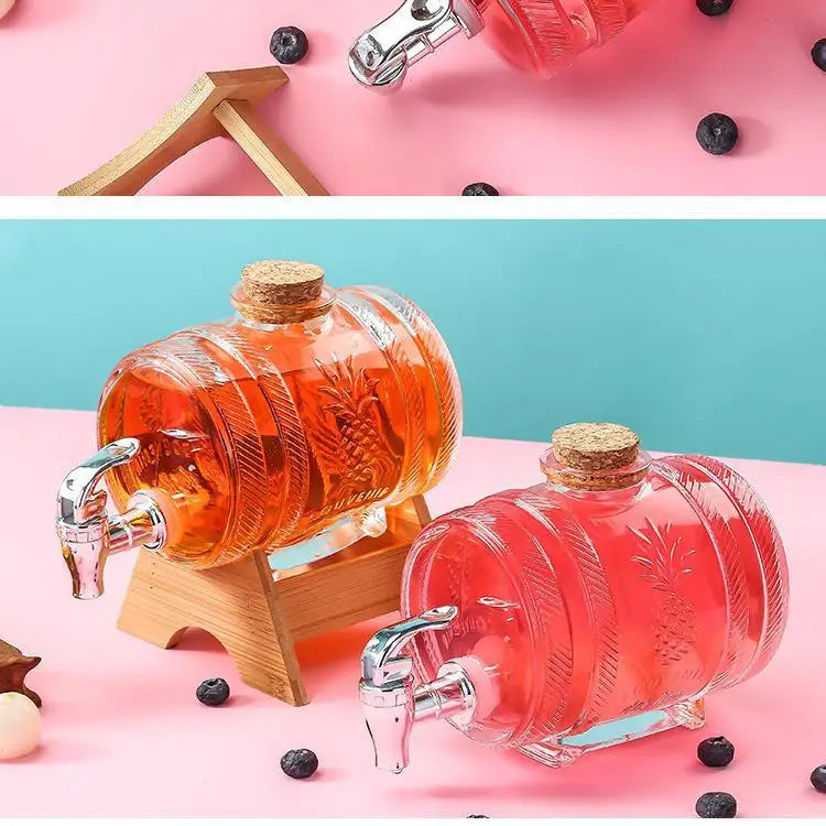 Limonaderspender aus Glas mit Auslauf, nachfüllbarer Getränkekanne, auslaufsicheres Wein-/Obstglas, Kühlschrank, Saftspender, Kaltbrühtee