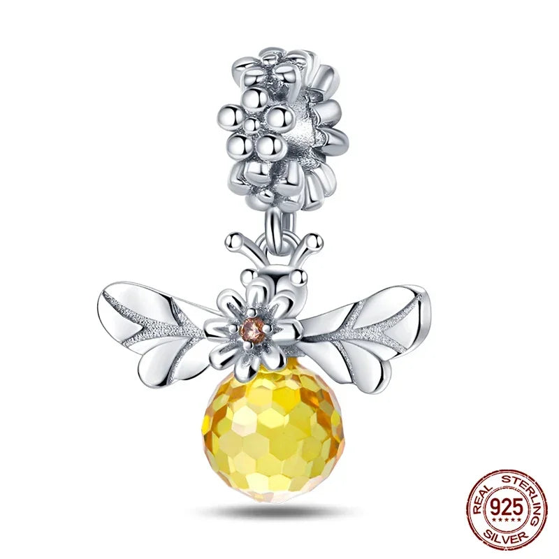 Charms-Perlen aus 925er-Sterlingsilber, modisches Biene- und Honigglas, Sonnenblume, Herbstserie, passend für Original-Armbänder, DIY-Schmuckherstellung
