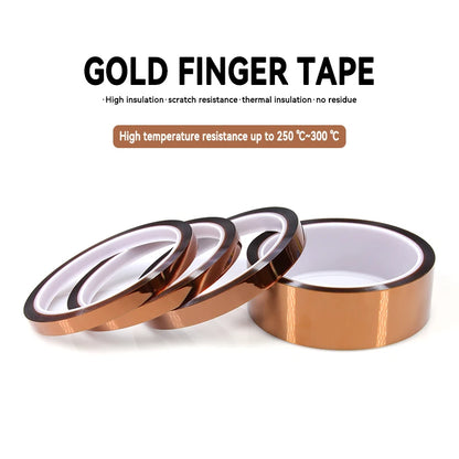 1/5 Rolle Polyimid-Isolierklebeband, 33 m/Rolle, 3 mm-100 mm, Wärmeband, Schutz für Elektronikplatinen, Hochtemperatur-Goldfolie