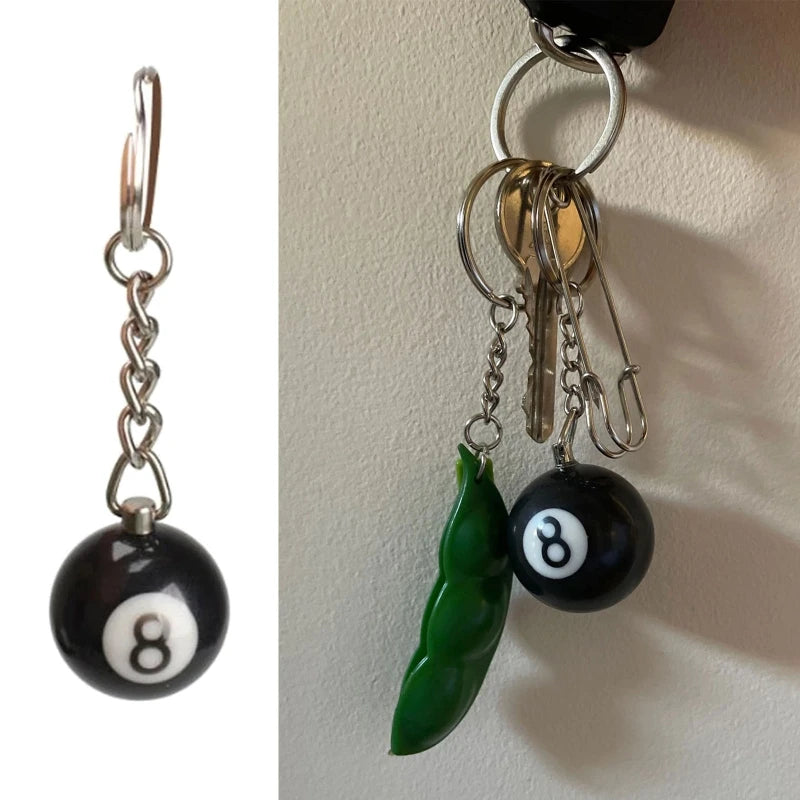 Mode Kreative Billard Pool Schlüsselbund Tisch Ball Schlüssel Ring Glück Schwarz Nr. 8 Schlüssel Kette 25mm Harz Ball Schmuck geschenk