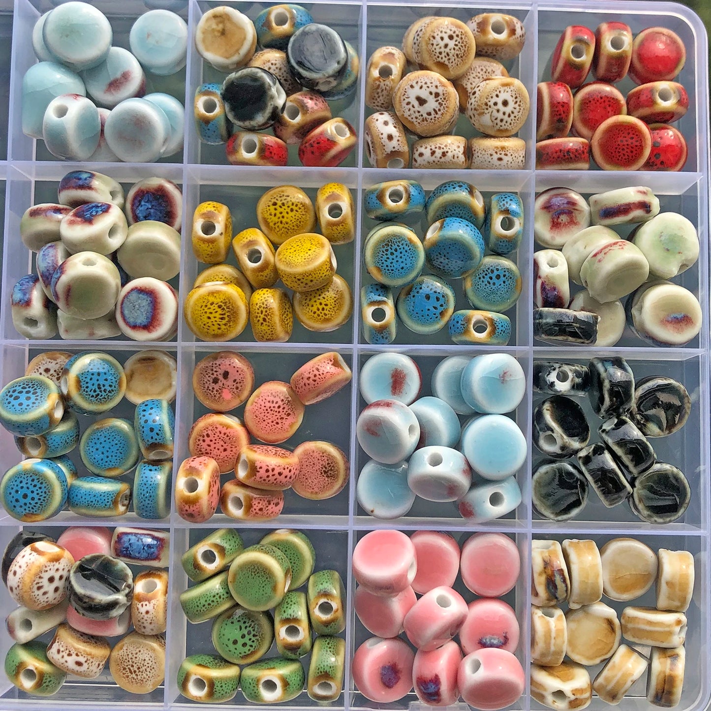 10 Stück mehrfarbige Keramik-flache runde Perlen zum Selbermachen, lose Perlen für Strandschmuck, Böhmen, Kunsthandwerk, Schmuckherstellung, Zubehör, 11 mm