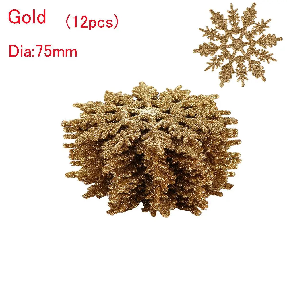 12pcs 7,5 cm Gold pulver Schneeflocke für Weihnachten charmante weiße Weihnachts baum Dekor Weihnachts feier Urlaub Weihnachts schmuck Wohnkultur