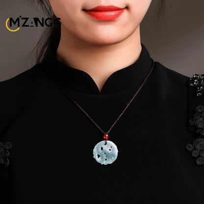 Natürlicher Jadeit Blue Water Business Wohlstand durch den Reichtum des Drachen Anhänger Mode Männer und Frauen Glücksamulett Geschenke