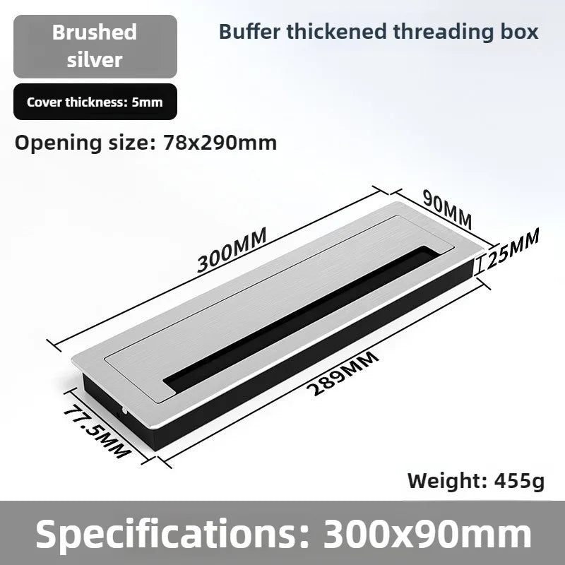 1 Stück rechteckige Schreibtisch-Kabeldurchführungen aus Aluminiumlegierung, Abdeckung für Kabelloch, Kabelauslass, Oberflächen-Tischkabelloch, Möbelbeschläge