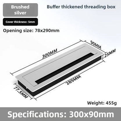 1 Stück rechteckige Schreibtisch-Kabeldurchführungen aus Aluminiumlegierung, Abdeckung für Kabelloch, Kabelauslass, Oberflächen-Tischkabelloch, Möbelbeschläge