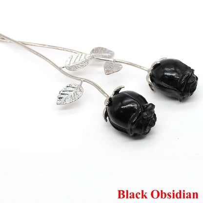 Kristall geschnitzte Rose Blume Naturstein Amethyst Quarz Edelstein Handwerk Party Home Dekoration Valentinstag Hochzeit Gast Geschenke