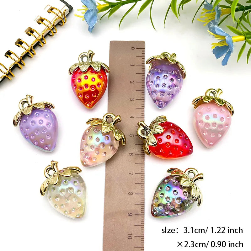 4/8 Stück saftige 3D-Erdbeer-Charms – Erstellen Sie bezaubernden DIY-Schmuck! (Perfekt für Sommeraccessoires und Geschenke)