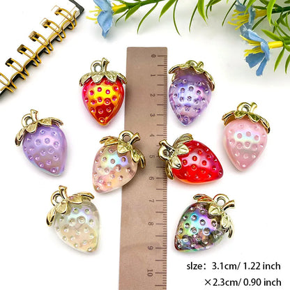 4/8 Stück saftige 3D-Erdbeer-Charms – Erstellen Sie bezaubernden DIY-Schmuck! (Perfekt für Sommeraccessoires und Geschenke)