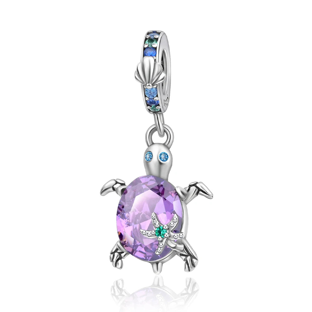 Grüner Schildkröten-Anhänger aus 925er-Sterlingsilber und blauer Schmetterling, baumelnder Charm, passend für Schlangenarmband, Boutique-Halskette, exquisite Geschenke