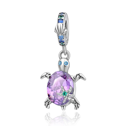 Charm-Anhänger aus 925er-Sterlingsilber mit eingelegten herzförmigen Perlen und Rosen-Anhänger, passend für Schlangenarmband, Boutique-Halskette, lila Anhänger, Geschenk
