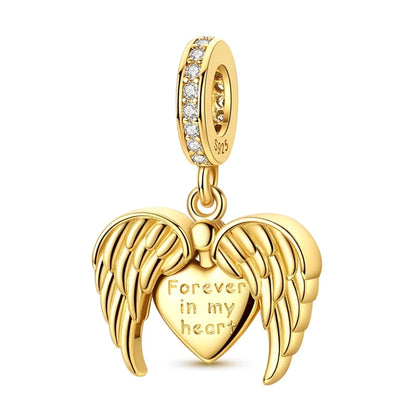 Goldfarbene Charms aus 925er Sterlingsilber, original goldene Sicherheitskette, runder Abstandshalter-Clip-Charm, DIY-Schmuck für Damen, Armband, Geschenk