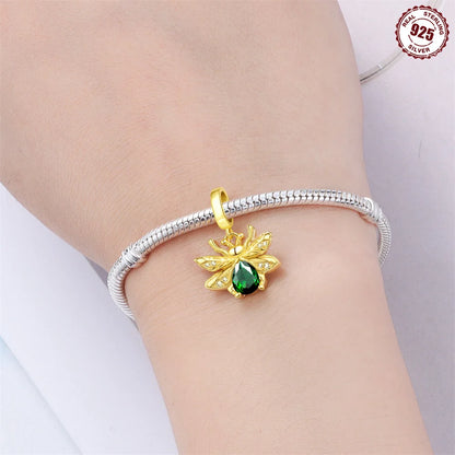 Heißer Verkauf 925er Sterlingsilber Löwenperlen & Chamäleon Baumeln Charm Fit Schlangenarmband Boutique Halskette Goldener Anhänger Geschenk