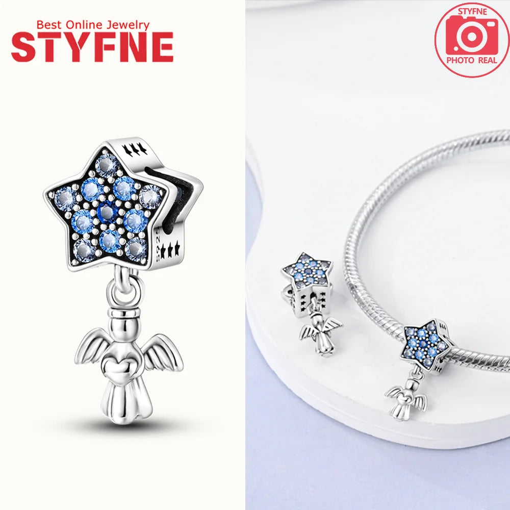 Neue Silber 925 Engel Skulptur Charms Herz Perlen Fit Original Armband für Frauen Schmuck Party Perlen DIY Edlen Schmuck Geschenke