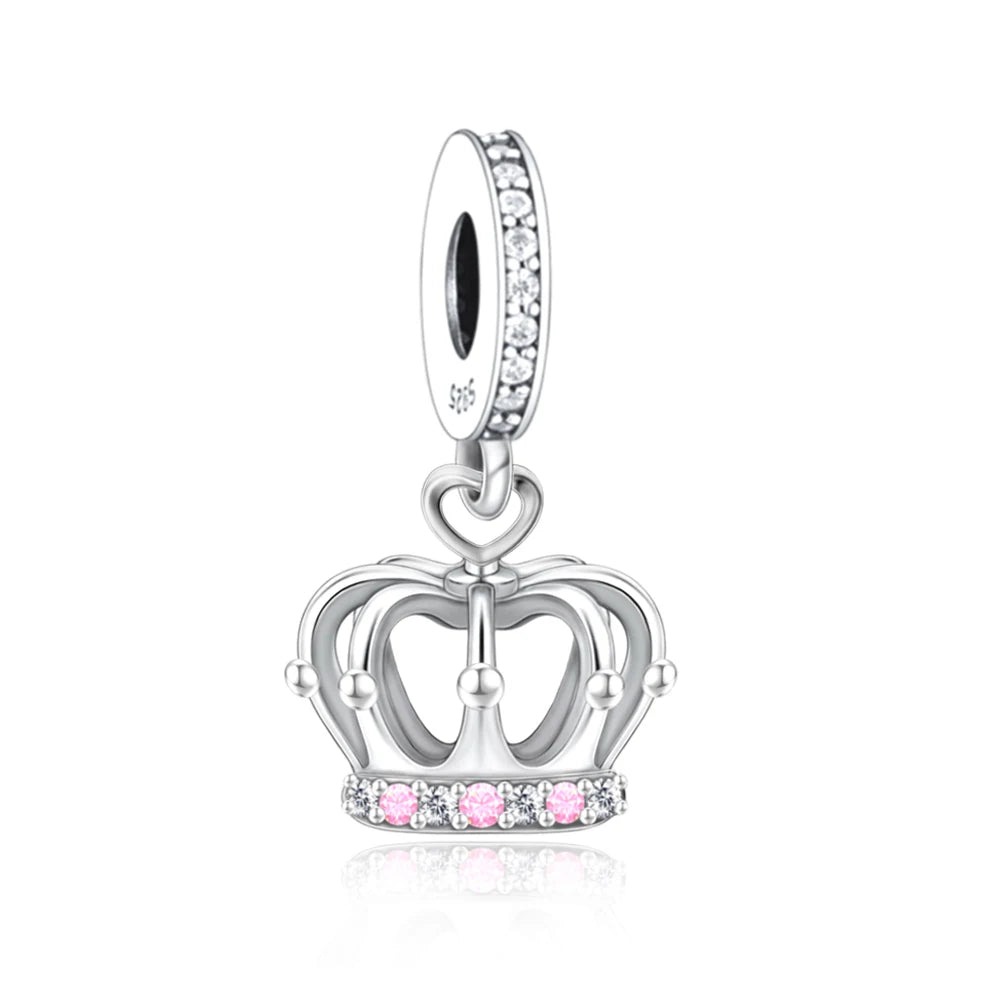 Charm-Anhänger aus 925er-Sterlingsilber mit Oktopusperlen und Stammbaum und Herz, passend für Schlangenarmband, Boutique-Halskette, rosa Anhänger, Geschenk