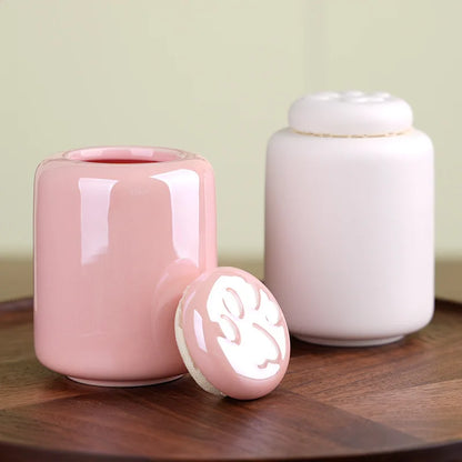 Ceramic Pet Urn with Paw Print - Sealed Memorial Keepsake for Dog and Cat Ashes, Moisture-Resistant Urn Container with Eternal Tribute Design
