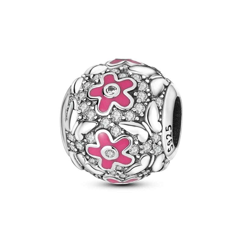 Blumen-Charms aus 925er Silber, Sonnenblumen-Tulpen-Anhänger, passend für Original-Pan-Armbänder zur Herstellung von Schmuck