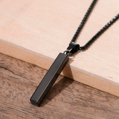 Wasserdichte 3D-Halsketten mit vertikaler Balken für Männer, minimalistischer geometrischer Anhänger aus Edelstahl mit Box-Kette, männlicher Kragenschmuck