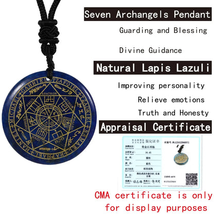 Sieben Erzengel Amulett Naturkristall Quarz Anhänger Michael Männer Siegel von Solomon Talisman Halskette Schutz Schmuck Kragen