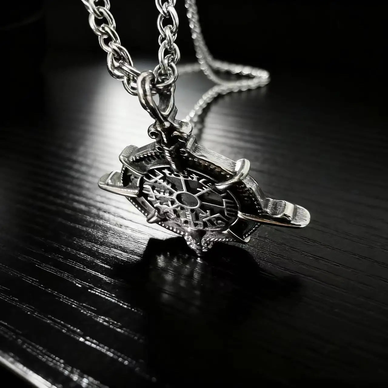 HNSP 316L Edelstahl Viking Rune Kompass Anhänger Kette Halskette Für Männer Schmuck Vintage Zubehör