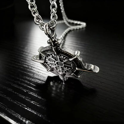 HNSP 316L Edelstahl Viking Rune Kompass Anhänger Kette Halskette Für Männer Schmuck Vintage Zubehör