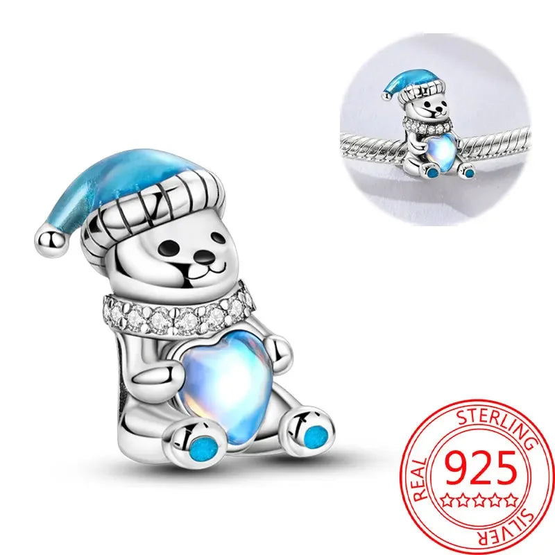 Exquisiter kleiner Affe aus 925er-Sterlingsilber, umarmender roter Herz-Anhänger, passend für Armbänder, Halsketten, Party-Paarung mit handgefertigten Geschenken