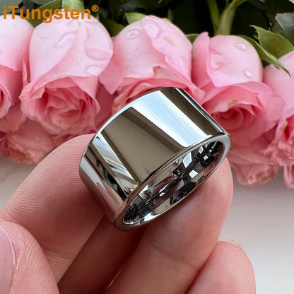 iTungsten 12mm Dropshipping Große Männer Ring Glänzende Wolfram Hochzeit Band Mode Schmuck Rohr Cut Poliert Komfort Fit