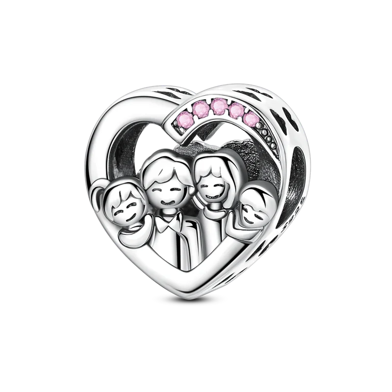 Original-Charm-Perle aus 925er-Sterlingsilber mit eingelegtem Zirkonium, Schleife, Liebesherz, Ballon-Anhänger, passend für Armbänder, DIY-Schmuckmarkierung