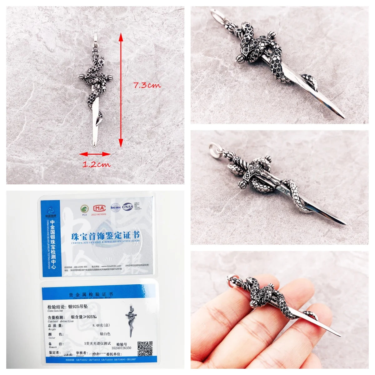 Anhänger Sternzeichen Phönix Flügel Schlange Schwert Mond Brandneuer feiner Vintage-Schmuck Accessoires 925er Sterlingsilber Geschenk für Frau Männer