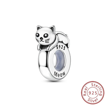 Neue Original Charms Perlen Anhänger 925 Sterling Silber Teddy Pudel Hund Katze Universal Schnalle Charms Fit Armband DIY Schmuck Geschenk