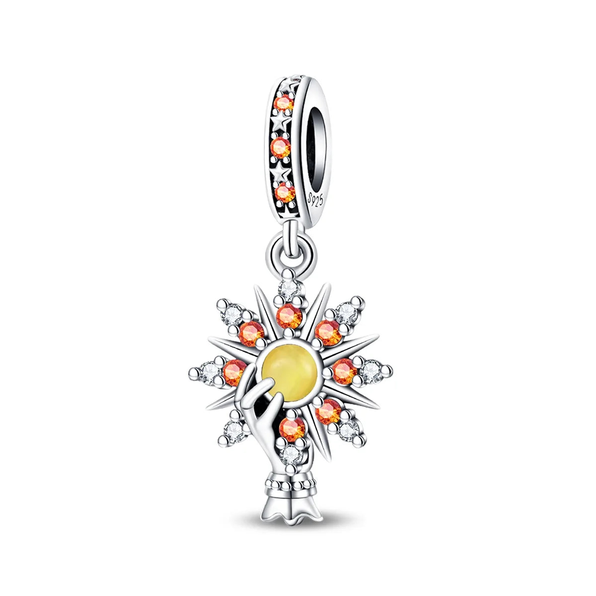 Kürbishaus-Perlen und Kuchen-Donut-Herzform aus 925er-Sterlingsilber, dreifach baumelnder Charm, passend für Armbänder, goldene orangefarbene Anhänger-Geschenke
