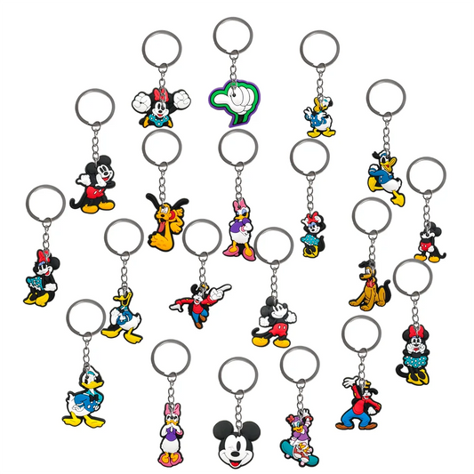 20 Stück MINISO Mickey Mouse PVC Schlüsselanhänger, Schlüsselanhänger Großhandel Souvenir Geschenke 2D Handtasche Auto Anhänger