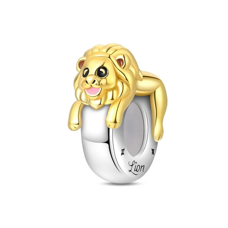 Original-Charm-Perlen aus 925er-Sterlingsilber, goldener Leopard, Glühwürmchen, Schmetterling, Heißluftballon-Perlen, passend für DIY-Armbänder, edler Schmuck
