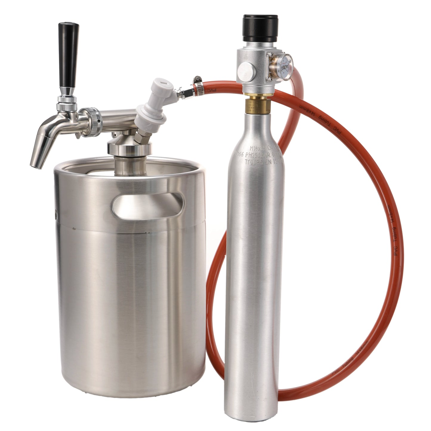 Mini-CO2-Regler, 4 Fuß Gasleitung und Kugelschloss-Armaturen, Tr21 x 4 Einlass, Sodawasser, selbstgebrautes Bier, Karbonisierung, Fassungsteile