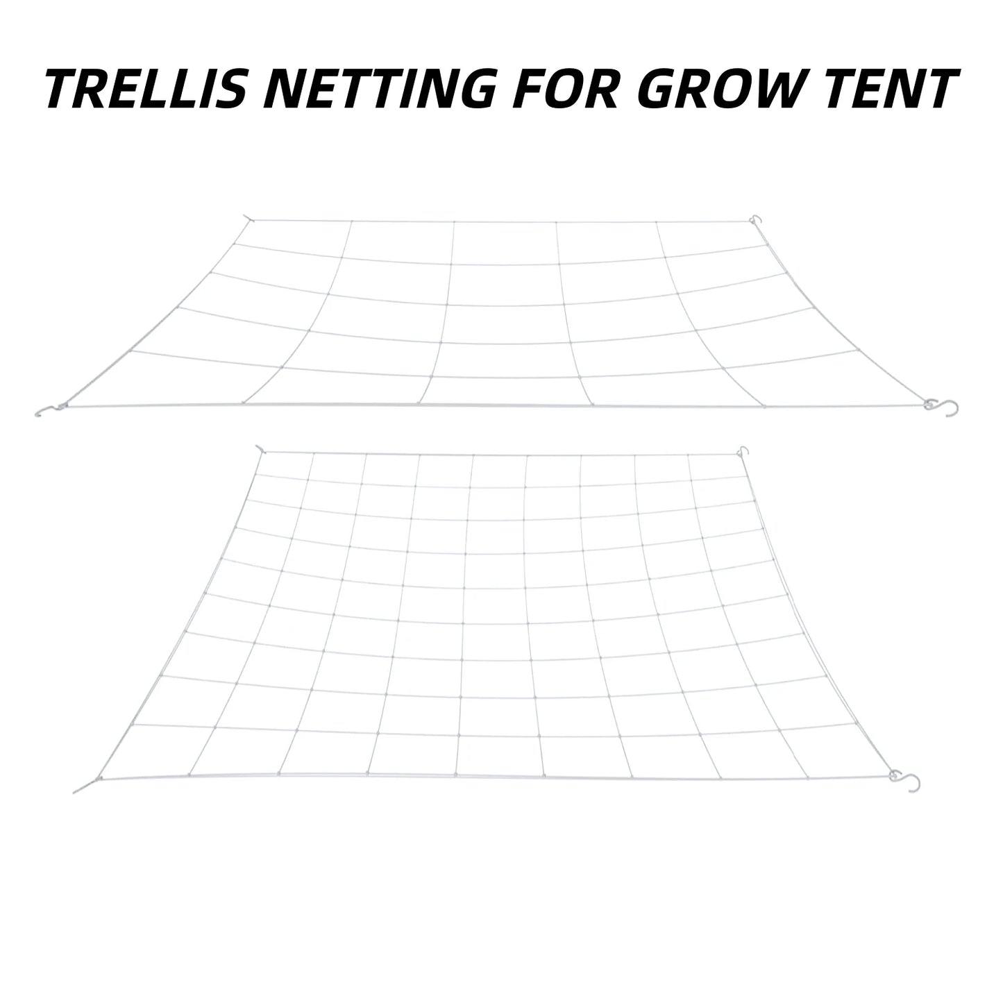4'' Mesh Grow Zelt-Spaliernetz, robustes elastisches Pflanzennetz mit Stahlhaken, flexible Hydrokultur-Unterstützung für die Gartenbau