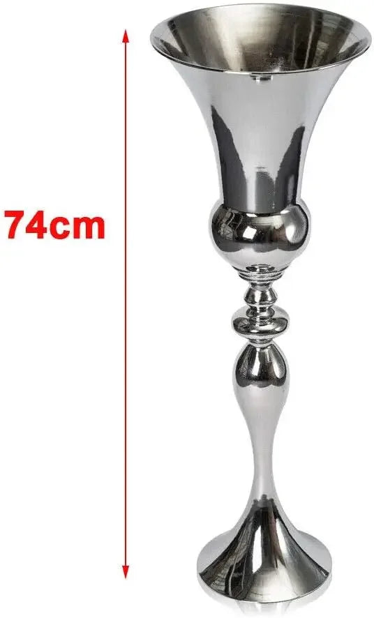 74cm Moderne Bodenvase, Großer Metall-Arrangementbehälter Blumentopf Silber für Büro, Wohnzimmer, Hochzeit, Verlobung, Dekoration