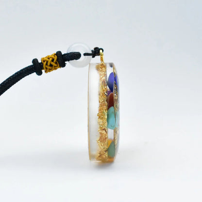 7-Chakra-Metatron-Würfel-Orgon-Anhänger-Halskette mit goldener Folie, spirituelle Reiki-Heilkristalle, Naturstein-Charm-Schmuck