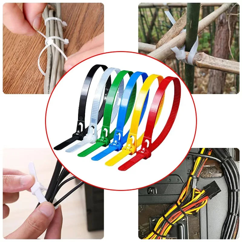 100 Stück wiederverwendbare Nylon-Kabelbinder 3,6 x 150 mm – Verschlussschlaufe, abnehmbar, gemischt in Schwarz und Weiß – ideal für die Organisation zu Hause und im Büro