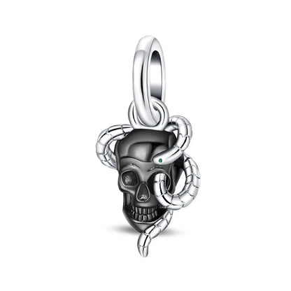 Atemberaubender Geisterrosen-Perlen aus 925er-Sterlingsilber und Spinnen-Seidenschädel-Anhänger, passend für Armbänder, Halloween-Anhänger, Accessoires, Geschenke